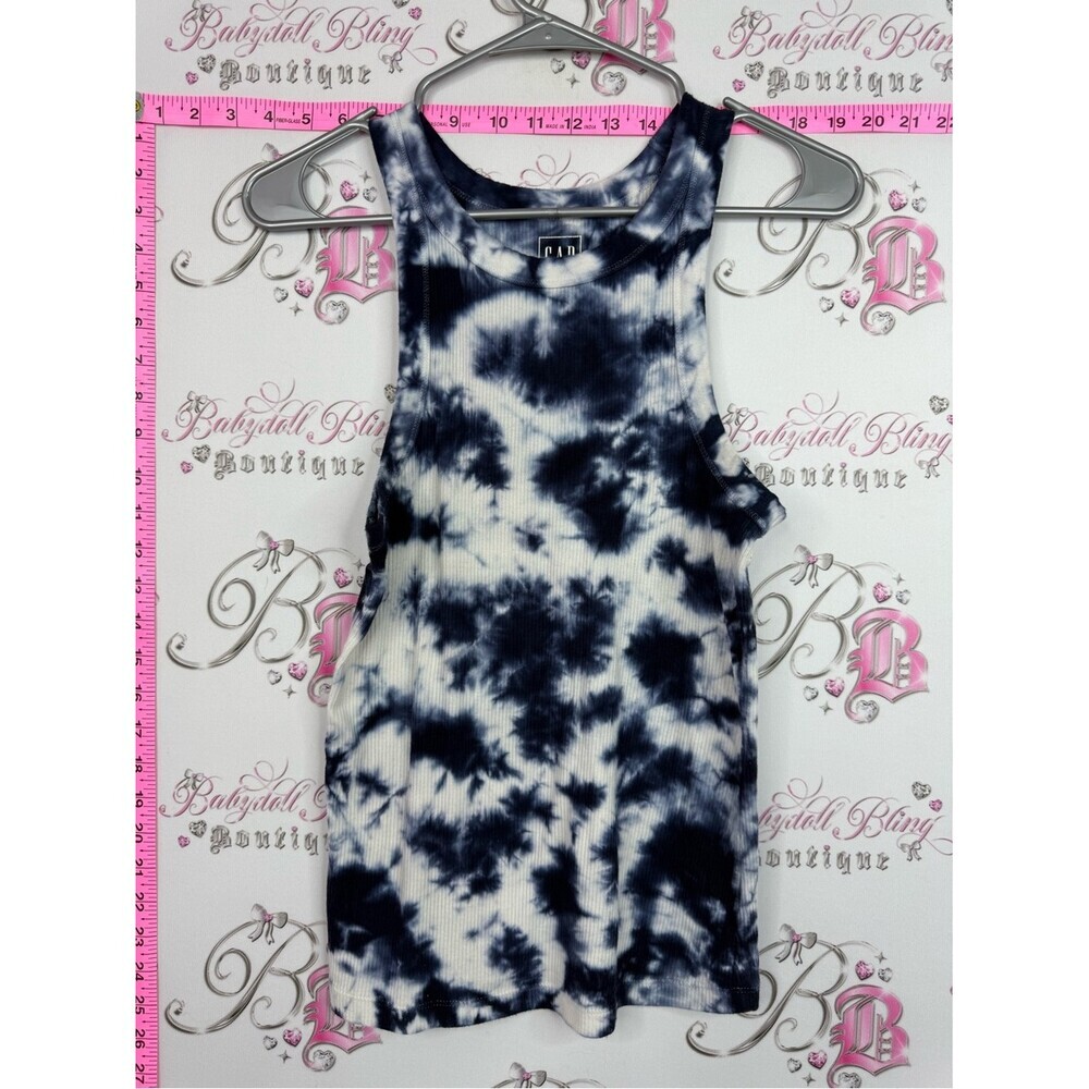 GAP rib tank navy Black & White Ribbed Tie-Dye Tank